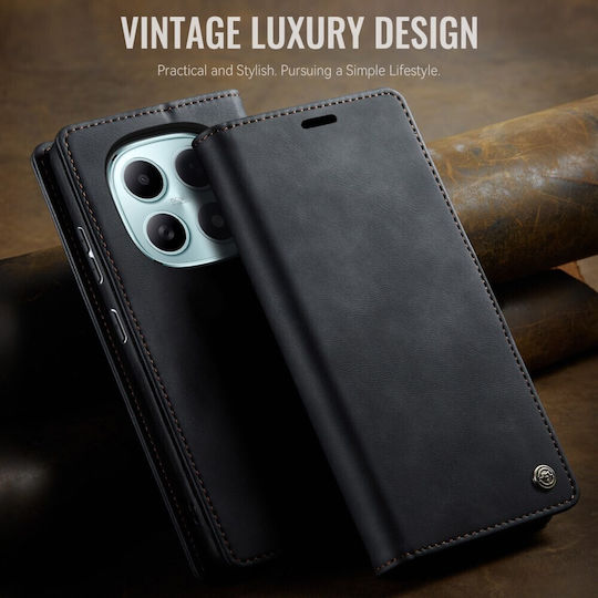 Caseme Retro Книга Кожен Черен (Redmi Note 15)