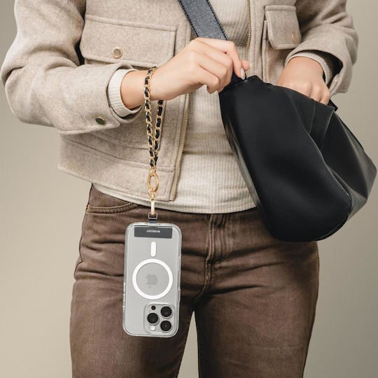 Каишка За Китката Mageasy Chic Chain Wrist Strap & Strap Card 9mm Отделящи Се Калъфи За Мобилни Телефони Smartphones Черен Матиран Златен Mphiph324bo24