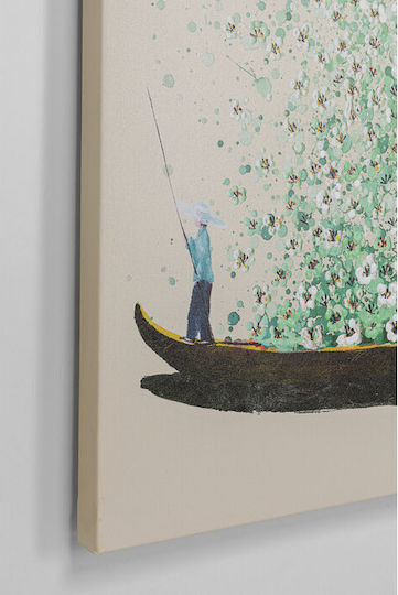Canvas Picture Flower Boat Beige Green 40x50cm