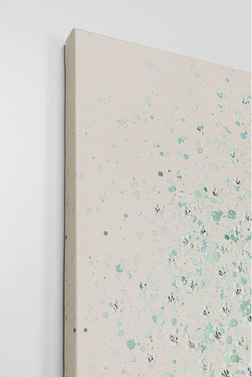 Segeltuch Gemälde Blumenboot Beige Grün 40x50cm
