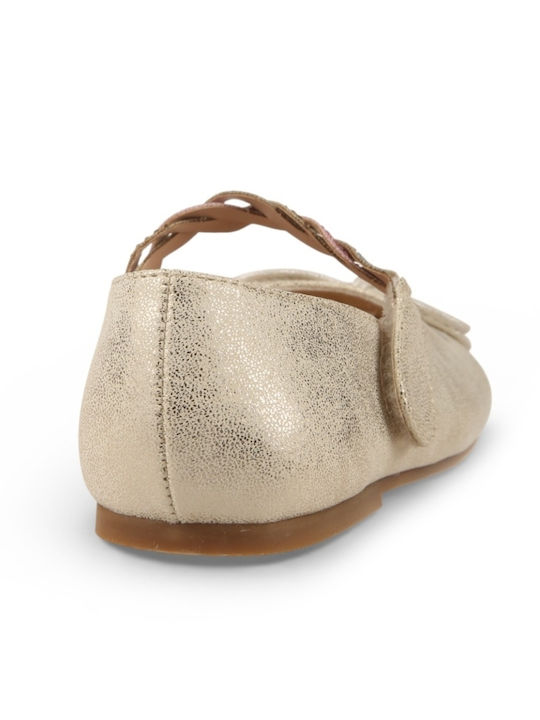 Kids Ballerinas with Hoop & Loop Closure Gold