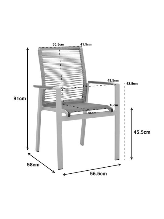 Outdoor Aluminum Chair Aegean Anthracite 57x64x87cm