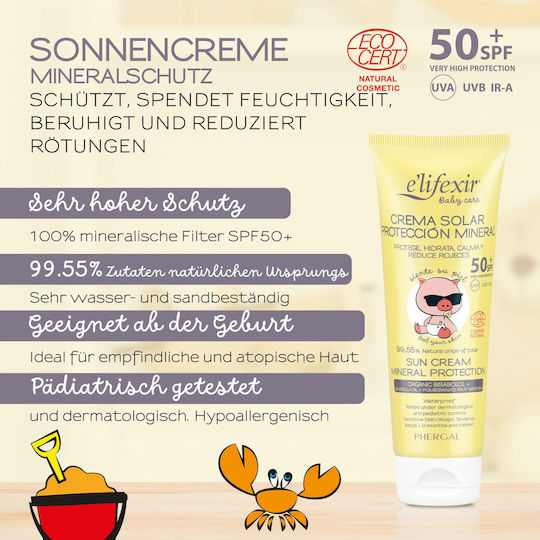 E'lifexir Elifexir Mineral Protection SPF50 Waterproof Protecție Solară Pentru Copii Emulsie Pentru Față 100ml