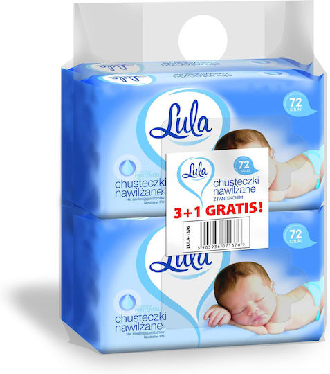 Stella Lula Panthenol Wet Wipes,4x72 Pcs Μωρομάντηλα χωρίς Οινόπνευμα 4x72τμχ