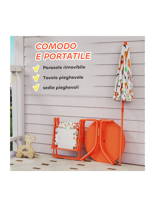 Kids Table Set with Chairs Made of Orange Plastic Aiyaplay