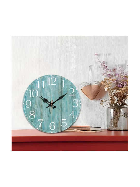 Wooden Light Blue Wall Clock
