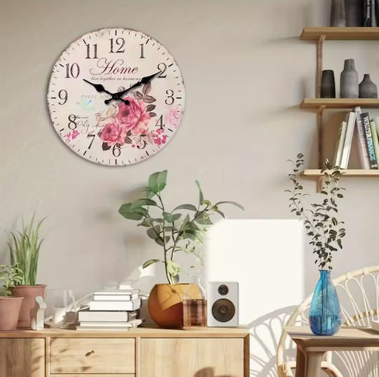 Home Wooden Wall Clock Pink