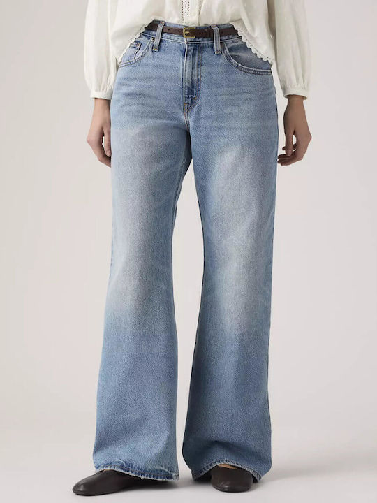 Boot Hoch tailliert Damenjeans in Lockerer Passform Medium Wash Blue