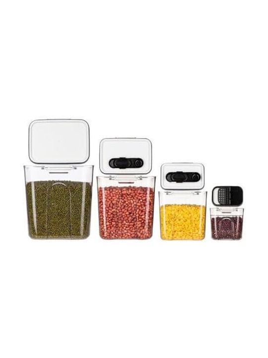 Alista Home Set 4 Bucăți Vaze Pentru Paste / Cereale cu Capac Plastic Transparent 350ml 4 Bucăți