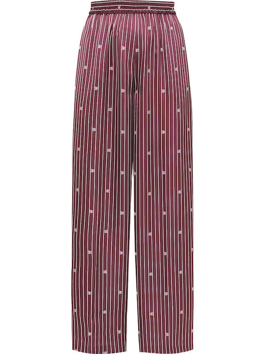 Women's Fabric Trousers Striped Bordeaux