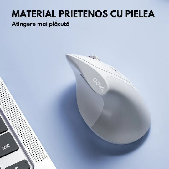Qova Ασύρματο Εργονομικό Bluetooth Vertical Ποντίκι Λευκό