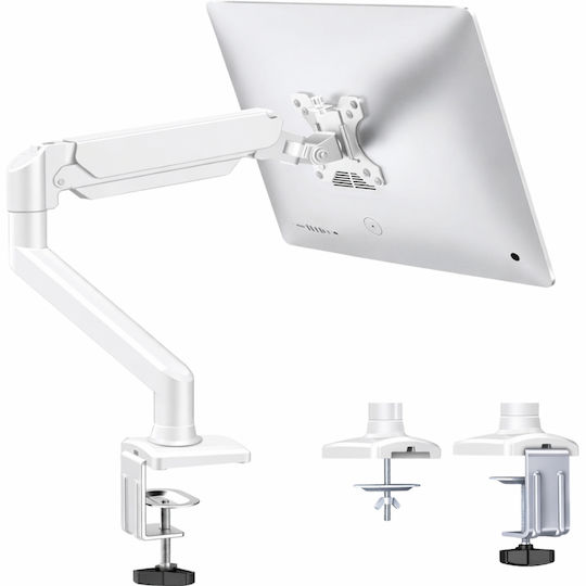 Bază de Birou pentru Monitor până la 32" cu Braț Albă