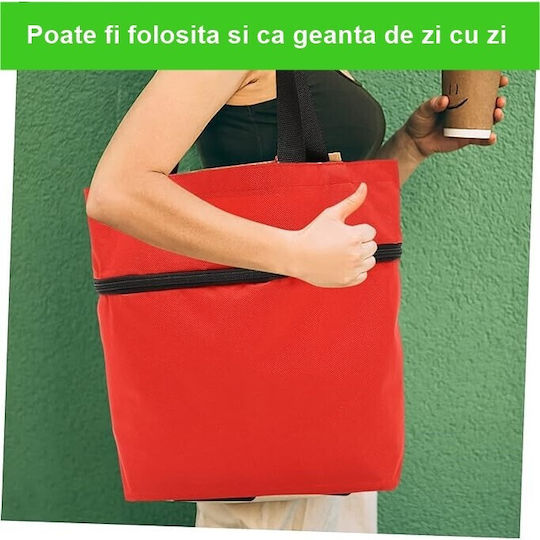 Căruț de Piață Pliabil din Plastic Roșu 39x46x12cm