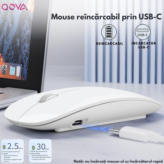 Qova Kabelloses Ergonomisches Bluetooth Mäuse Weiß