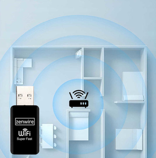 Zenwire 1246123012 Αντάπτορας Δικτύου USB με Ασύρματη Σύνδεση Wi-Fi 600Mbps