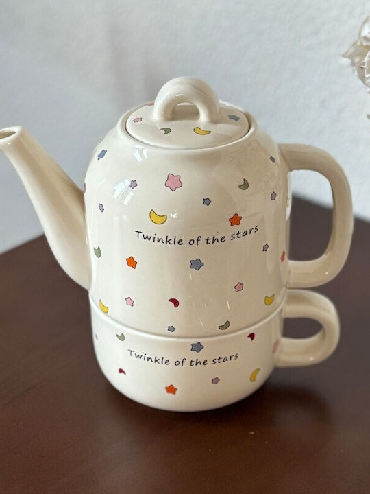 Alista Home Τσαγιέρα με Κούπα Κεραμική Λευκή 300ml