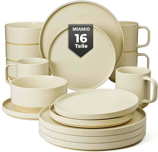 Miamio Bej Ceramică Set de Vase 16buc