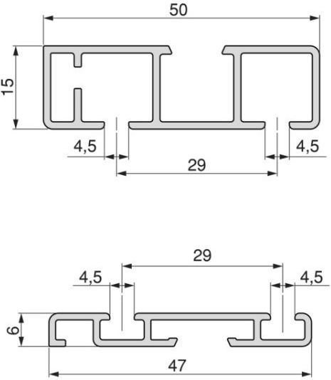 Two-Door Closet Mechanism with Brakes Emuca Flow 2 Width 2350mm Silver
