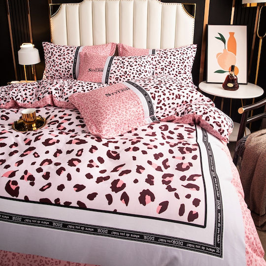 4 Seasons Collection Flannel Duvet Cover Set Super King 220x240cm 2 Pillowcases & 1 Bed Sheet Pink