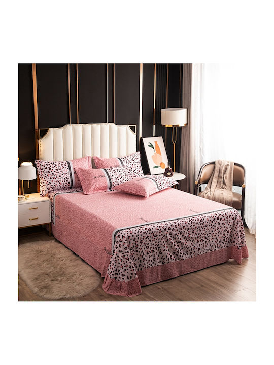 4 Seasons Collection Σετ Παπλωματοθήκη Φανελένια Υπέρδιπλη 220x240cm 2 Μαξιλαροθήκες & 1 Σεντόνι Ροζ