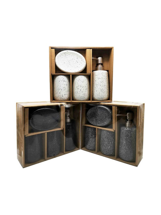 Roza Bathroom Accessory Set Ceramic Gray 4 Pieces