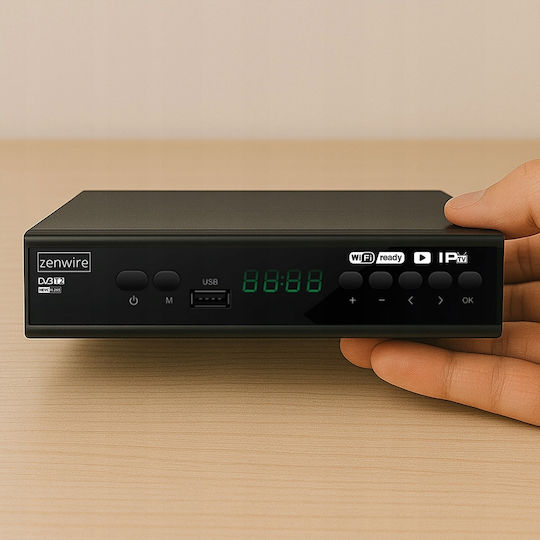 Tuner Satellite Decoder Dvb-t2 Hevc H.265 Full Hd Terrestrial Tv Usb Zenwire Dvb-t2 001