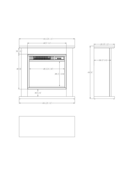 Hitense Floor Electric Fireplace 1350W 64.5x23.5cm Black