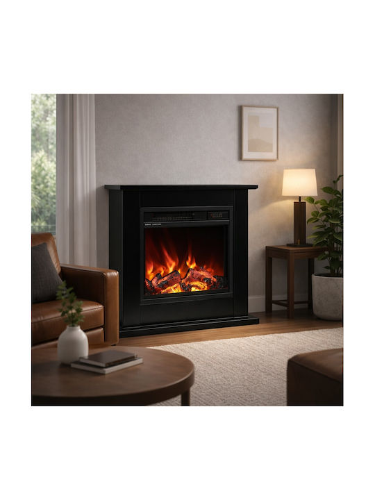 Hitense Floor Electric Fireplace 1350W 64.5x23.5cm Black