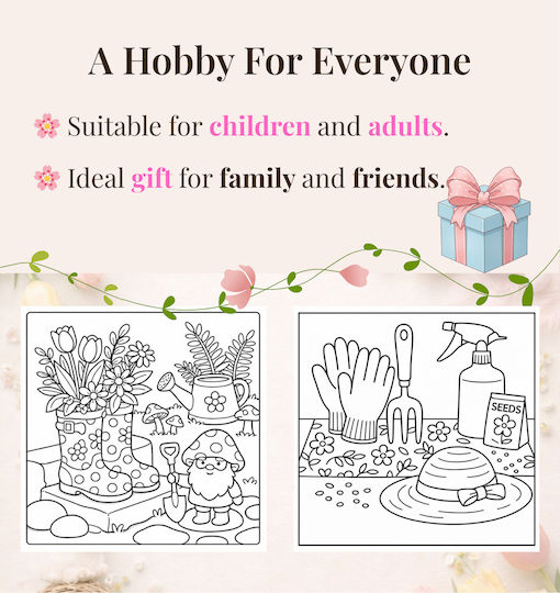 Set 2 Cărți De Colorat Anti-Stres Obro Primăvară Și Paște Adulți Copii 40 Pagini Groase 21x21 Cm