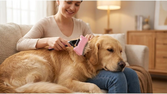 Große / Mittlere Hundebürste für langhaarige Hunde zur Fellpflege Rosa