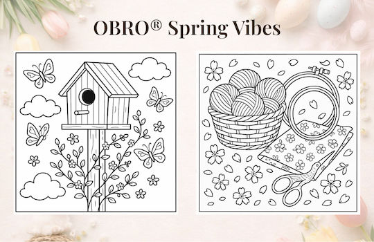 Set 2 Cărți De Colorat Anti-Stres Obro Primăvară Și Paște Adulți Copii 40 Pagini Groase 21x21 Cm