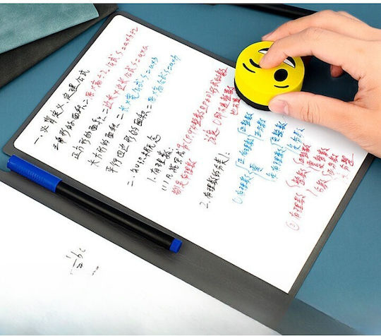 Set Planificator Reutilizabil A5 Pagini Whiteboard Pagini Albe Planificator Șters Uscat 3 Markere 1 Burete 1 Cârpă De Curățare Portabil 24 X 16.5 Cm Copertă Din Piele Neagră