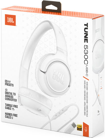JBL Tune 530C Ενσύρματα On Ear Ακουστικά Λευκά