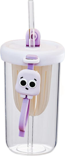 Alista Home Sticlă Pentru Copii Din Plastic Cu Pai Violet 500ml