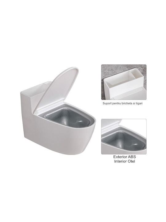 Creative Ashtray Alista Home Toilet Shape White Lid Abs Stainless Steel Material 12.5 X 9.8 X 8.4 Cm Adhesive Freestanding Fixing Bathroom Room Kitchen Balcony White Creative Ashtray Alista Home Toilet Shape White Lid Abs Stainless Steel Material 12.5 X 9.8 X 8.4 Cm Adhesive Freestanding Fixing Bathroom Room Kitchen Balcony White