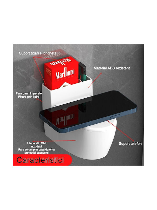 Cenușare Creativă Alista Home Formă De Toaletă Capac Alb Material Din Oțel Inoxidabil Abs 12 5 X 10 X 8 Cm Montare Adezivă Independentă Cameră De Baie Bucătărie Balcon Model Alb 2