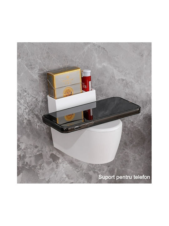 Cenușare Creativă Formă De Toaletă Capac Alb Material Oțel Inoxidabil Abs 12.5 X 9.8 X 8.4 Cm Fixare Adezivă Independentă Baie Cameră Bucătărie Balcon Alb