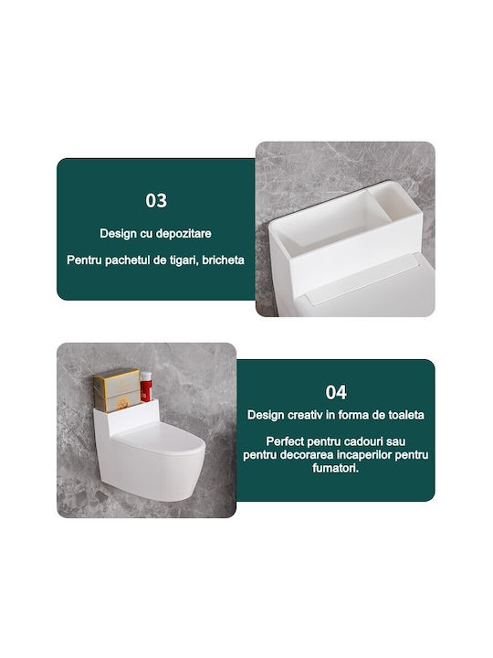 Cenușare Creativă Formă De Toaletă Capac Argintiu Material Oțel Inoxidabil Abs 12.5 X 9.8 X 8.4 Cm Montare Adezivă Independentă Baie Bucătărie Balcon Argintiu