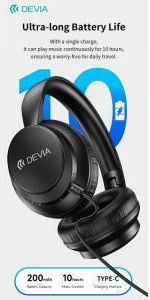 Devia JH-820 Lite1 Wireless Bluetooth Over Ear Headphones With 10 Hours Playing Time Orange