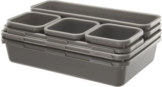 Set 8 Cutii Depozitare Sertar Cosmetice Ustensile Bucătărie Textile Plastic Gri Alista Home 23.5 X 16 Cm