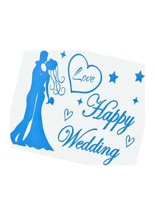 Sticker Decal Alista Home Wedding Theme Happy Wedding Text Design 21x29 Cm Blue