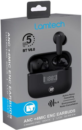 Lamtech LAM980923 In-ear Bluetooth Handsfree Ακουστικά με Θήκη Φόρτισης Μαύρα