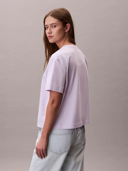 Calvin Klein Графична Дамска Тениска Лилава