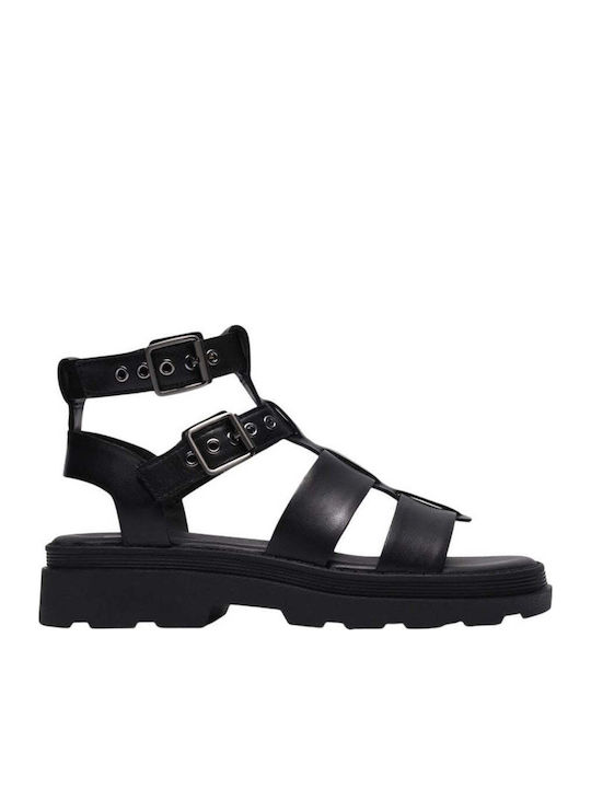 Cove Leder Damen Anatomisch Gladiator Sandalen Schwarz