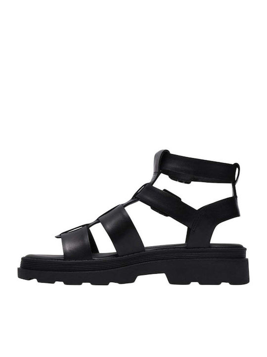 Cove Leder Damen Anatomisch Gladiator Sandalen Schwarz