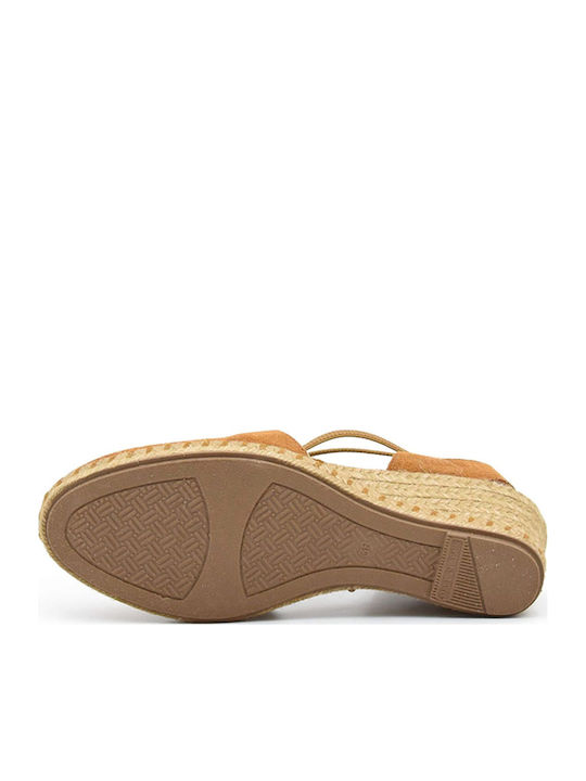 Leather Women's Espadrilles In Brown Colour