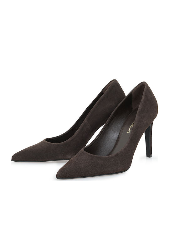 Suede Γόβες με Ψηλό Τακούνι Καφέ