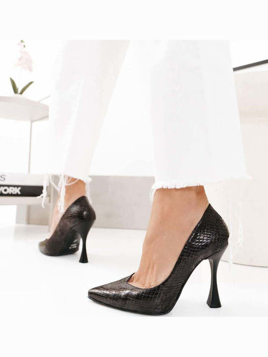 Black Heels Snake Print Leather Insole Black Heels Snake Print Leather Insole