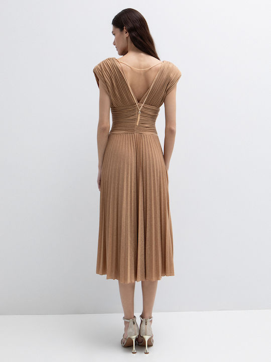 Sommer Midi Abendkleid Gold
