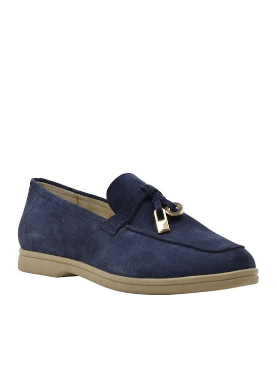 Leather Women's Moccasins in Blue Colour